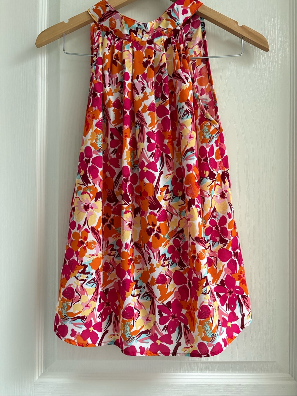 Floral Halter Blouse in Pink, Orange & Yellow NWOT